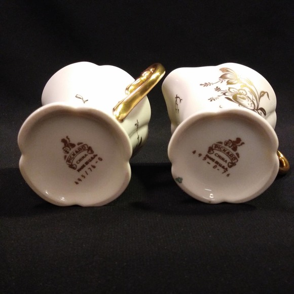 1930s Signed Pickard China 495/76 Sugar n Creamer Set Gold and Cream - Picture 8 of 10